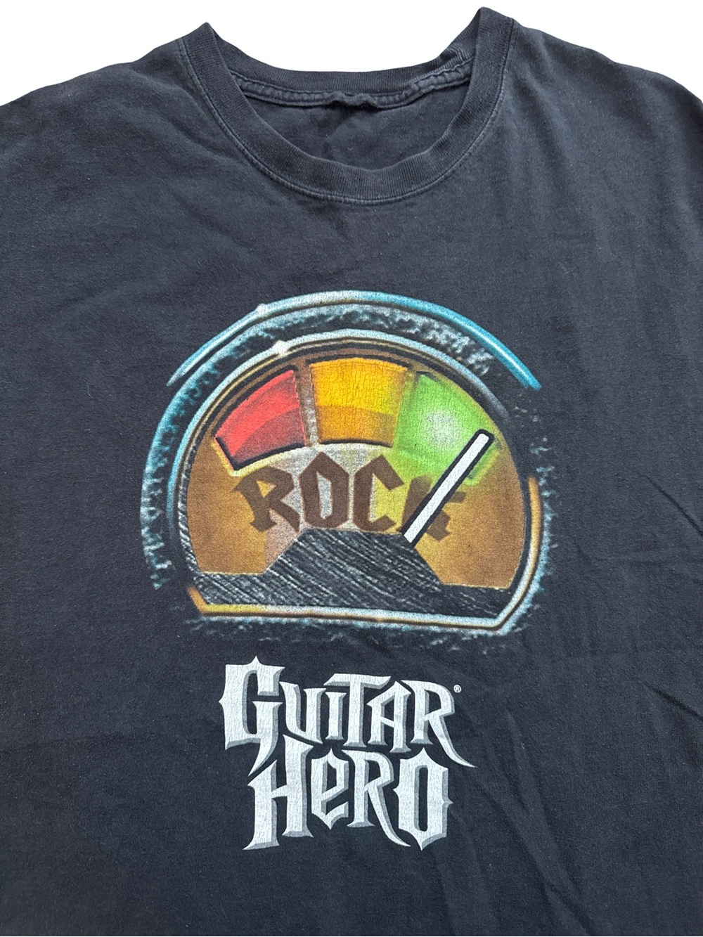 Vintage Guitar Hero I Rock Men’s Faded Black T-Shirt Size XL Y2K Gaming Tee Sony